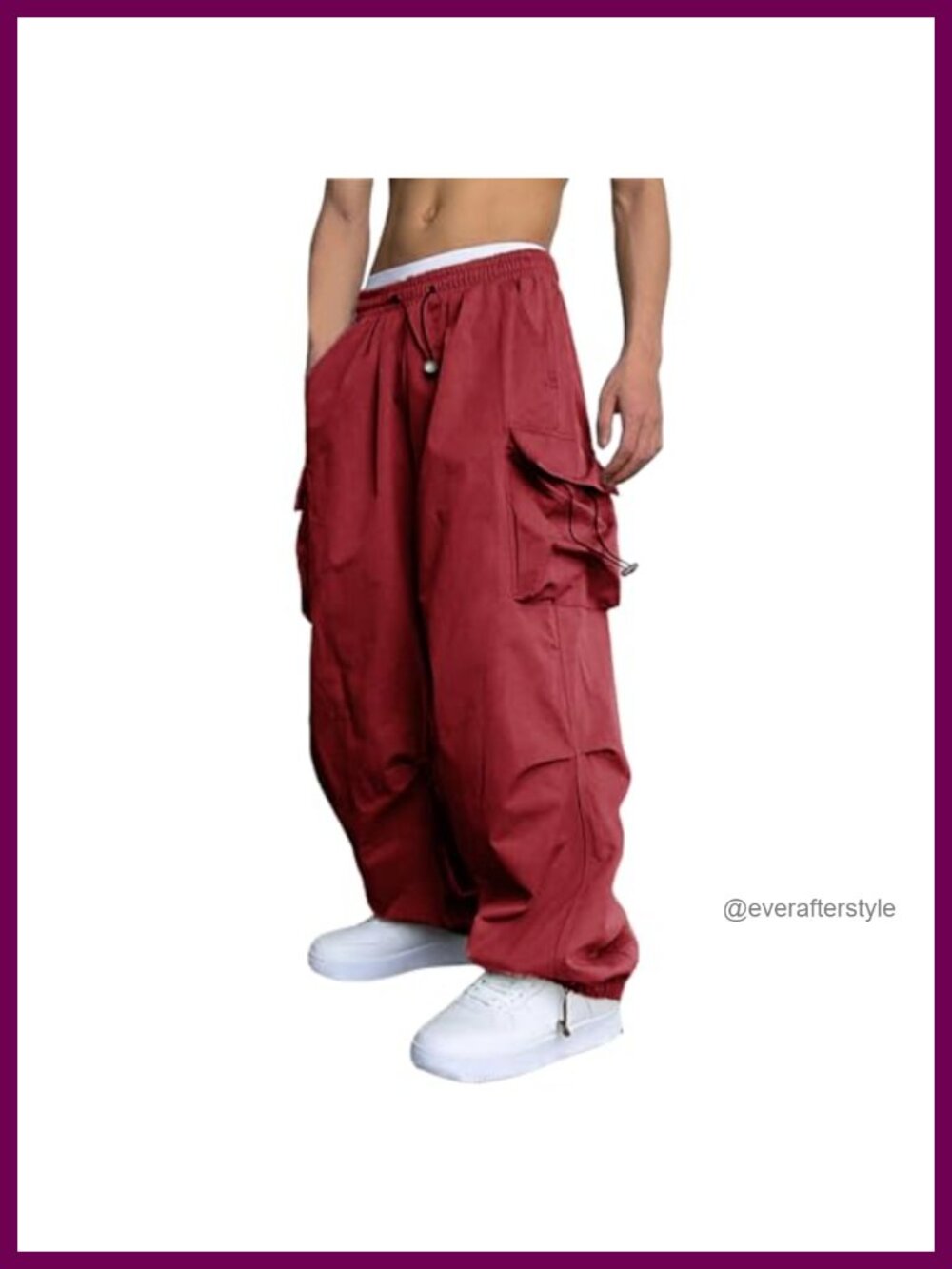 Men's Baggy Cargo Pants Loose Fit Parachute Drawstring Sweatpants